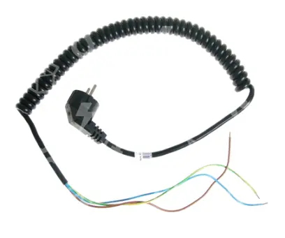 flexošňůra přívodní, PVC, L = 3 m, 3x1 mm2, SPIRÁLA, černá, úhlová vidlice